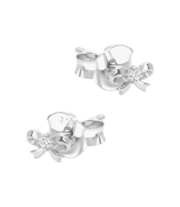 Pretty Bow Gem Silver Stud Earring STS-6726